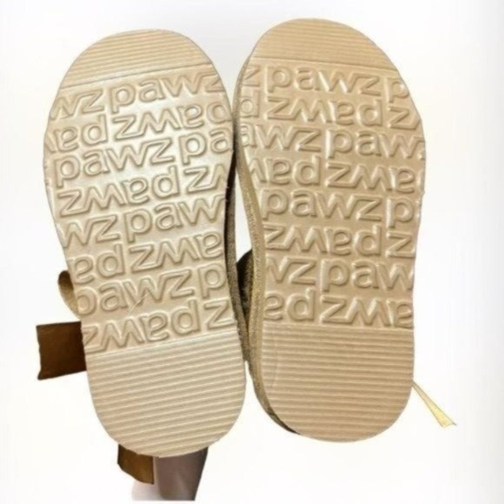 PAWZ by Bearpaw Tan Chestnut Bow Leather Boots Girls Size 10 - Picture 7 of 7